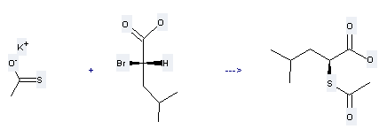 Pentanoic acid,2-bromo-4-methyl-, (2S)- can be used to produce (S)-2-thioacetyl-4-methylpentanoic acid at room temperature